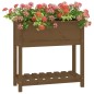 vidaXL Jardinera con estante madera maciza pino marrón 82,5x34,5x81 cm