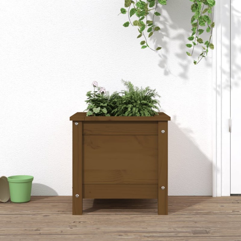 vidaXL Jardinera madera maciza de pino marrón miel 40x40x39 cm vidaXL Jardinera madera maciza de pino marrón miel 40x40x39 cm