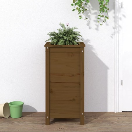 vidaXL Jardinera madera maciza de pino marrón miel 40x40x78 cm