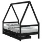 vidaXL Estructura cama infantil y cajones madera pino negro 80x160 cm vidaXL Estructura cama infantil y cajones madera pino negro 80x160 cm