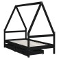 vidaXL Estructura cama infantil y cajones madera pino negro 80x160 cm vidaXL Estructura cama infantil y cajones madera pino negro 80x160 cm