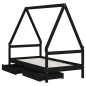 vidaXL Estructura cama infantil y cajones madera pino negro 80x160 cm vidaXL Estructura cama infantil y cajones madera pino negro 80x160 cm