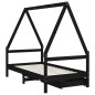 vidaXL Estructura cama infantil y cajones madera pino negro 80x160 cm vidaXL Estructura cama infantil y cajones madera pino negro 80x160 cm
