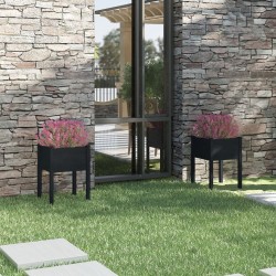 vidaXL Jardineras 2 uds madera maciza de pino negro 50x50x70 cm