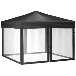 vidaXL Carpa para fiestas plegable con paredes gris antracita 3x3 m