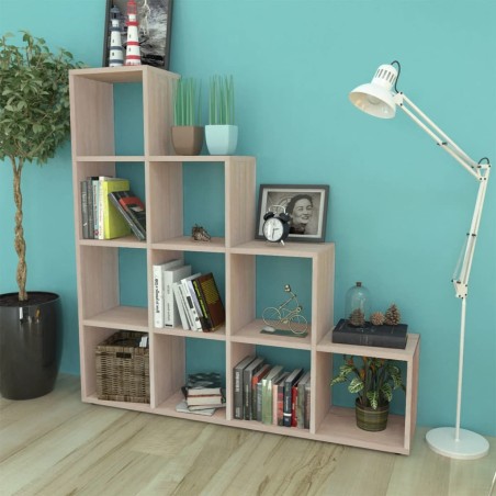 vidaXL Estantería librería en forma de escalera 142 cm color roble