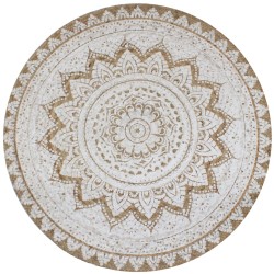 vidaXL Alfombra redonda 120 cm yute trenzado estampado