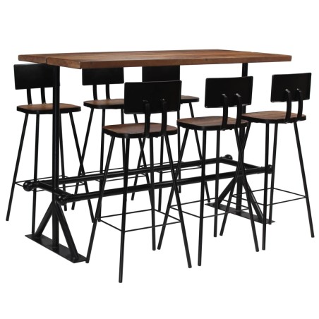vidaXL Conjunto de muebles de bar 7 piezas madera maciza reciclada