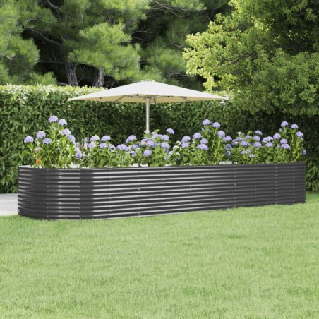 vidaXL Jardinera arriate acero recubrimiento polvo gris 447x140x68 cm
