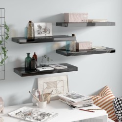 vidaXL Estante flotante de pared 4 uds MDF negro brillo 60x23,5x3,8 cm