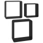 vidaXL Estantes cubo de pared 3 unidades MDF negro vidaXL Estantes cubo de pared 3 unidades MDF negro