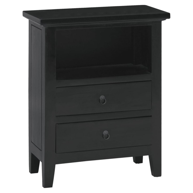 vidaXL Mesita de noche madera maciza de caoba negro 60x30x75 cm vidaXL Mesita de noche madera maciza de caoba negro 60x30x75 cm