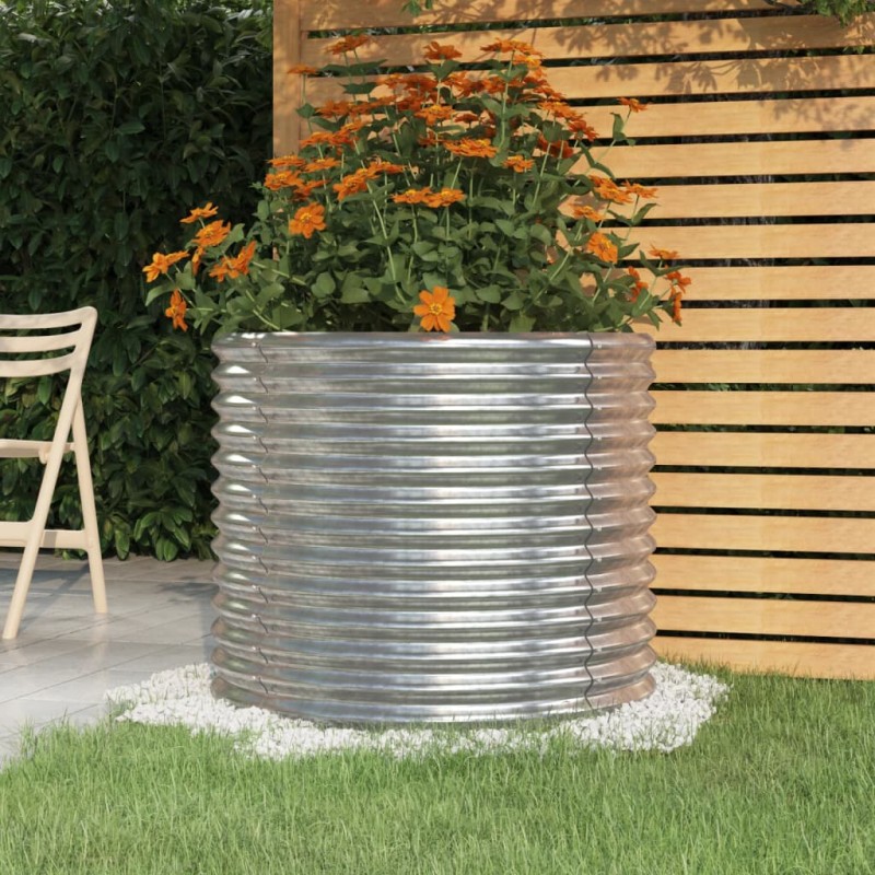vidaXL Jardinera de acero recubrimiento en polvo plateado 80x80x68 cm vidaXL Jardinera de acero recubrimiento en polvo plateado 80x80x68 cm