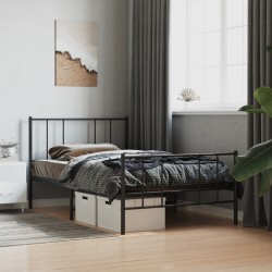 vidaXL Estructura de cama con cabecero y estribo metal negro 100x190cm