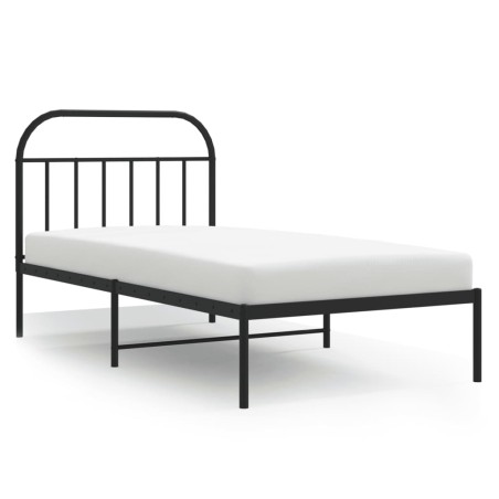 vidaXL Estructura de cama con cabecero metal negro 100x190 cm