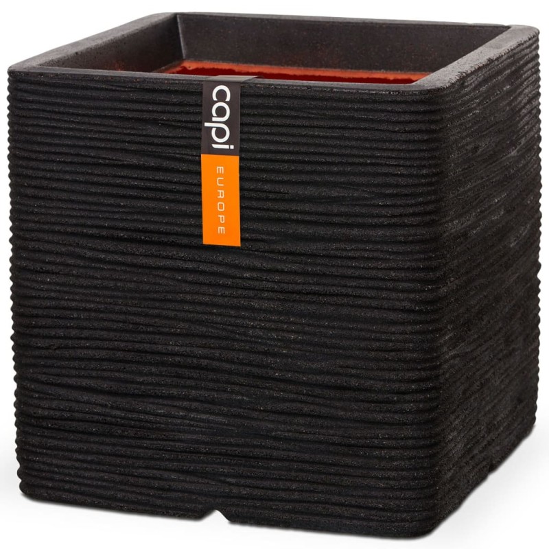Capi Macetero Nature Rib cuadrado negro 40x40 cm KBLR903 Capi Macetero Nature Rib cuadrado negro 40x40 cm KBLR903