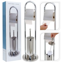 Bathroom Solutions Soporte de papel higiénico y escobilla acero inox.