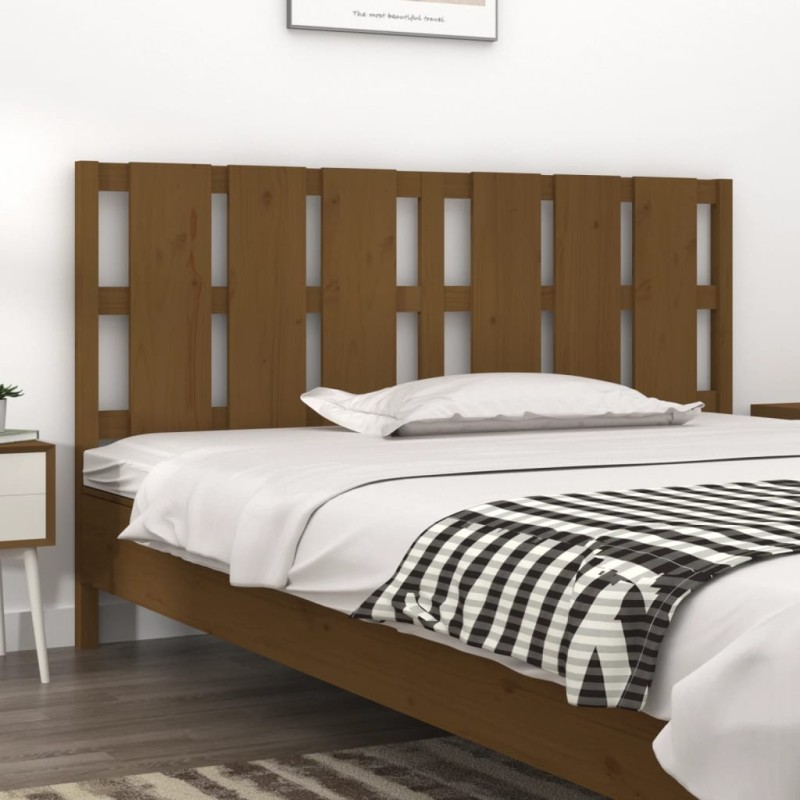vidaXL Cabecero de cama madera maciza pino marrón miel 165,5x4x100 cm vidaXL Cabecero de cama madera maciza pino marrón miel 165,5x4x100 cm