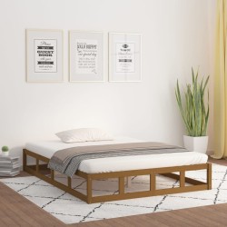 vidaXL Estructura de cama de madera maciza marrón miel 150x200 cm