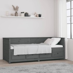 vidaXL Sofá cama madera maciza de pino gris 80x200 cm