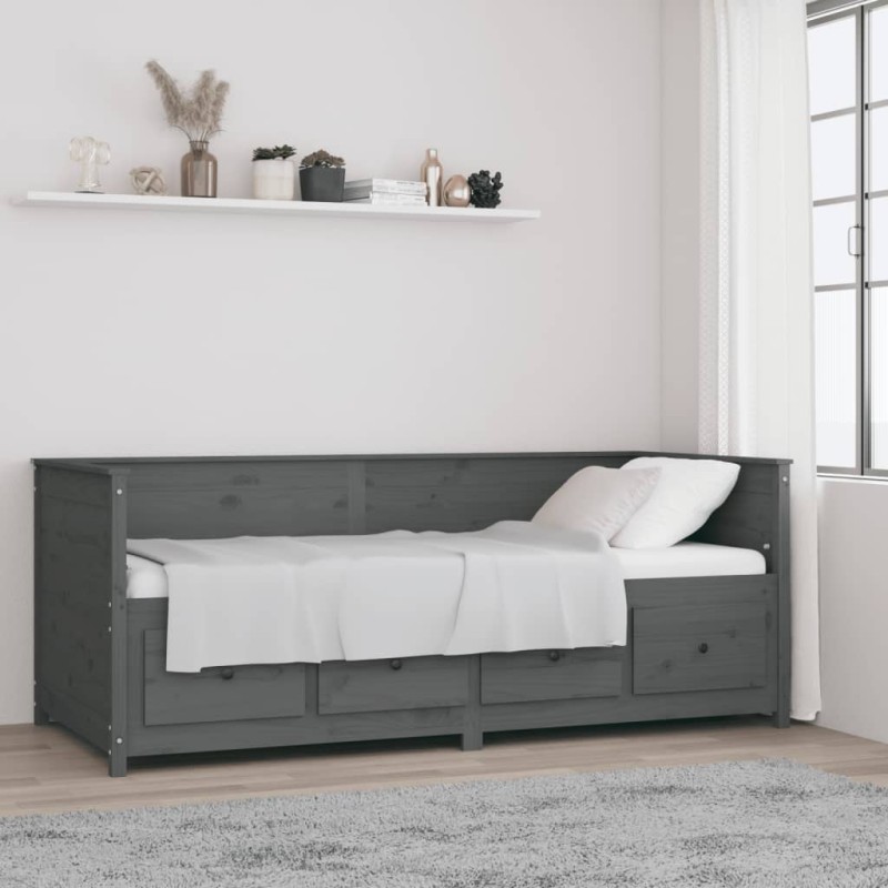 vidaXL Sofá cama madera maciza de pino gris 80x200 cm vidaXL Sofá cama madera maciza de pino gris 80x200 cm