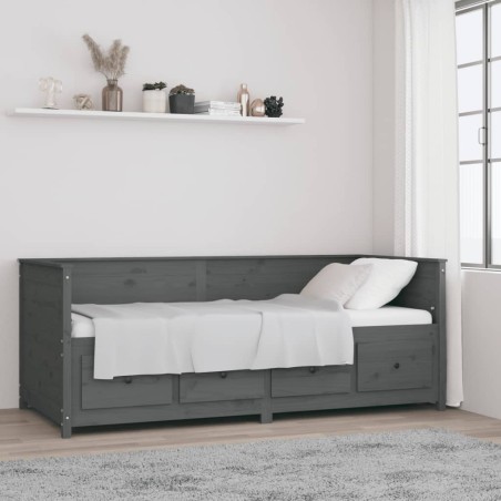 vidaXL Sofá cama madera maciza de pino gris 80x200 cm