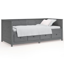 vidaXL Sofá cama madera maciza de pino gris 80x200 cm