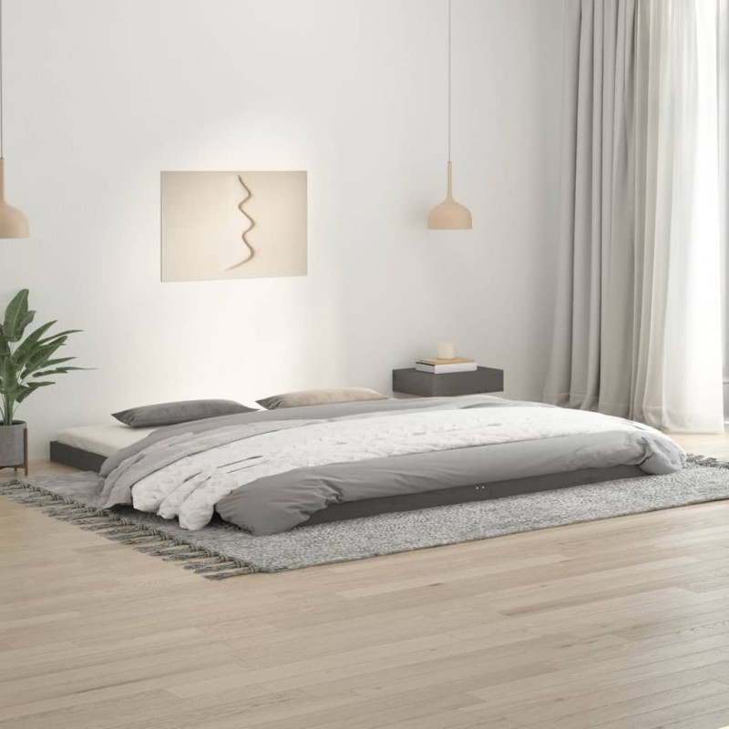 vidaXL Estructura de cama de madera maciza de pino gris 200x200 cm vidaXL Estructura de cama de madera maciza de pino gris 200x200 cm