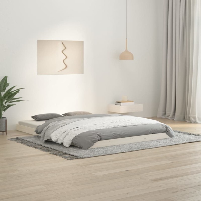 vidaXL Estructura de cama madera maciza de pino blanco 135x190 cm