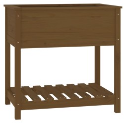 vidaXL Jardinera con estante madera maciza marrón miel 82,5x54x81 cm