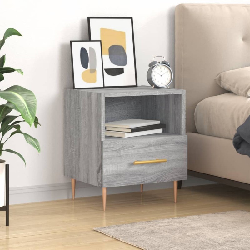 vidaXL Mesita de noche madera de ingeniería gris Sonoma 40x35x47,5 cm vidaXL Mesita de noche madera de ingeniería gris Sonoma 40x35x47,5 cm