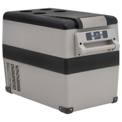vidaXL Nevera con asa PP y PE negro y gris 35 L
