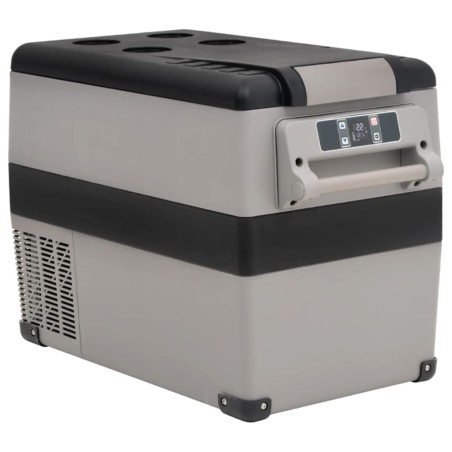 vidaXL Nevera con asa PP y PE negro y gris 35 L