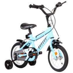 vidaXL Bicicleta para niños 12 pulgadas negro y azul