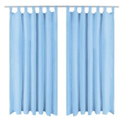 vidaXL Cortinas de micro-raso con bucles 2 unidades 140x245cm turquesa