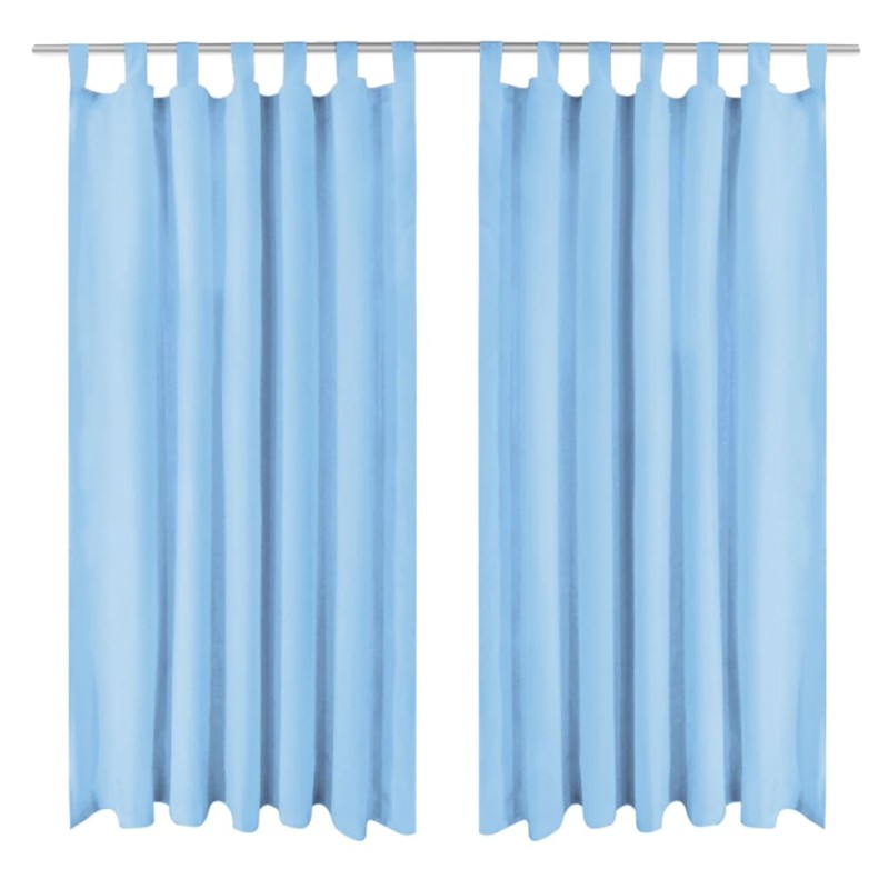 vidaXL Cortinas de micro-raso con bucles 2 unidades 140x245cm turquesa
