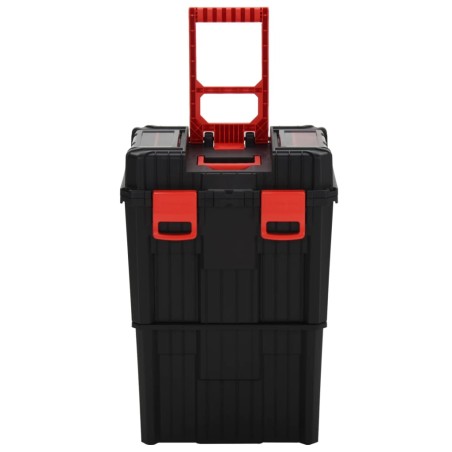 vidaXL Carrito de herramientas de polipropileno negro y rojo