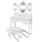 vidaXL Tocador con taburete y 3 espejos blanco vidaXL Tocador con taburete y 3 espejos blanco