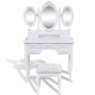vidaXL Tocador con taburete y 3 espejos blanco vidaXL Tocador con taburete y 3 espejos blanco