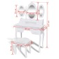vidaXL Tocador con taburete y 3 espejos blanco vidaXL Tocador con taburete y 3 espejos blanco