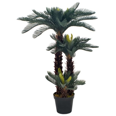 vidaXL Planta artificial palmera cica con macetero 125 cm verde