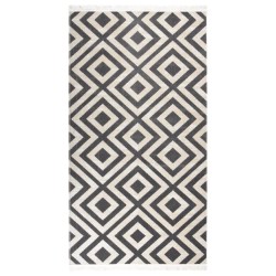 vidaXL Alfombra de exterior tejido plano negro y beige claro 80x150 cm