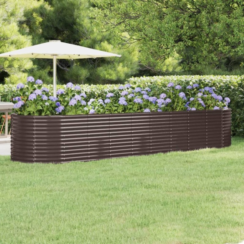 vidaXL Jardinera arriate acero recubrimiento polvo marrón 396x100x68cm