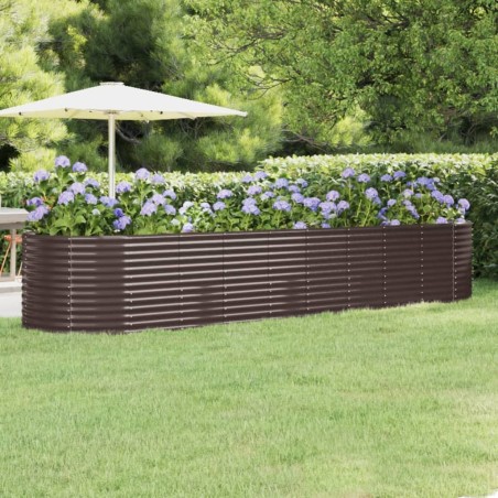 vidaXL Jardinera arriate acero recubrimiento polvo marrón 396x100x68cm