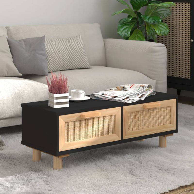 vidaXL Mesa de centro madera contrachapada y de pino negro 80x40x30 cm vidaXL Mesa de centro madera contrachapada y de pino negro 80x40x30 cm