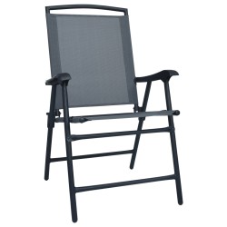 vidaXL Sillas plegables de jardín 2 unidades textilene gris