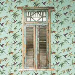 Noordwand Papel pintado Kolibri and Bamboo turquesa