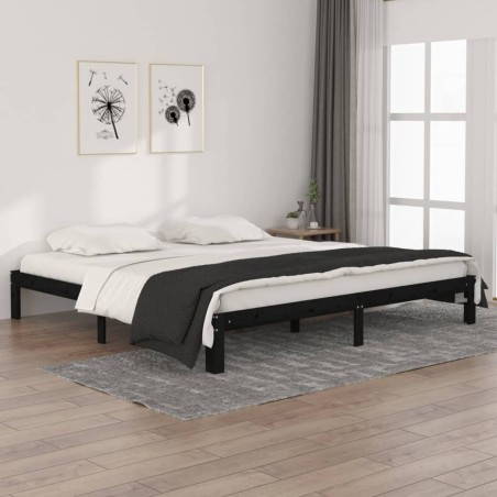 vidaXL Estructura de cama de madera maciza de pino negro 200x200 cm
