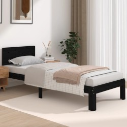 vidaXL Estructura de cama individual madera maciza negro 75x190 cm