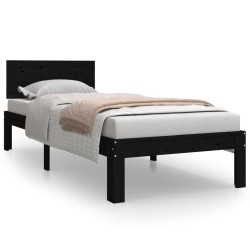vidaXL Estructura de cama individual madera maciza negro 75x190 cm